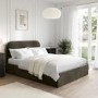 Khaki Green Velvet Upholstered Double Ottoman Bed with Curved Headboard - Zara