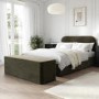 Khaki Green Velvet Upholstered Double Ottoman Bed with Curved Headboard - Zara