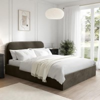 Khaki Green Velvet King Size Ottoman Bed Frame - Zara