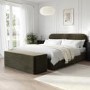 Khaki Green Velvet Upholstered Super King Ottoman Bed with Curved Headboard - Zara