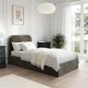 ZAR002S Khaki Green Velvet Upholstered Single Ottoman Bed with Curved Headboard - Zara