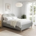 ZAR003D Grey Upholstered Double Bed Frame with Curved Headboard - Zara