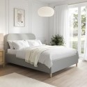 ZAR003D Grey Upholstered Double Bed Frame with Curved Headboard - Zara