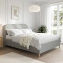 ZAR003K Grey Upholstered King Size Bed Frame with Curved Headboard - Zara