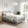 Grey Upholstered Small Double Bed Frame with Curved Headboard - Zara