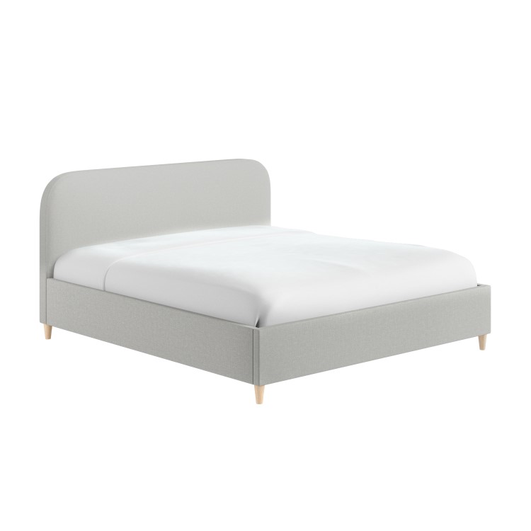 Grey Upholstered Super King Bed Frame with Curved Headboard - Zara