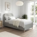 ZAR003S Grey Upholstered Single Bed Frame with Curved Headboard - Zara