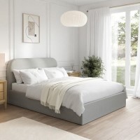 Grey Upholstered Double Ottoman Bed Frame - Zara