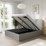 Grey Upholstered Double Ottoman Bed Frame - Zara