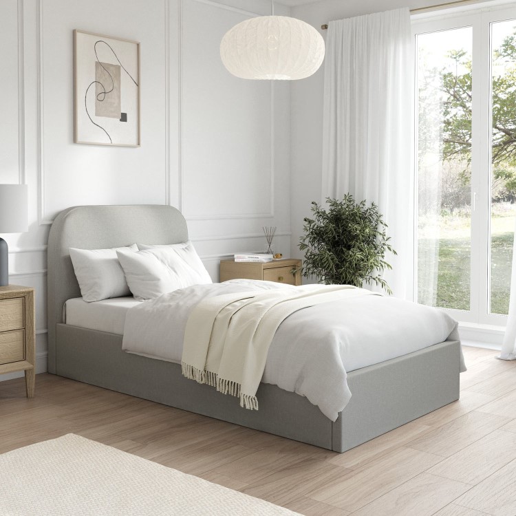 Grey Fabric Single Ottoman Bed Frame - Zara