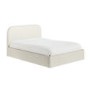 Cream Upholstered Double Ottoman Bed with Curved Headboard - Zara