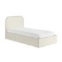 Cream Upholstered Single Ottoman Bed with Curved Headboard - Zara
