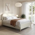 ZAR006D Cream Upholstered Double Bed Frame with Curved Headboard - Zara