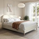 ZAR006K Cream Upholstered King Size Bed Frame with Curved Headboard - Zara