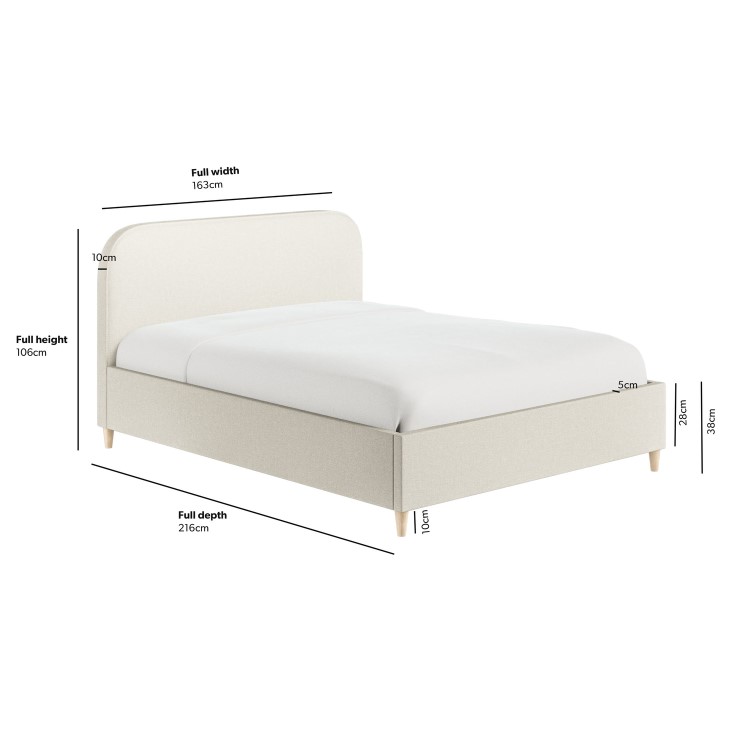 Cream Fabric King Size Bed Frame - Zara
