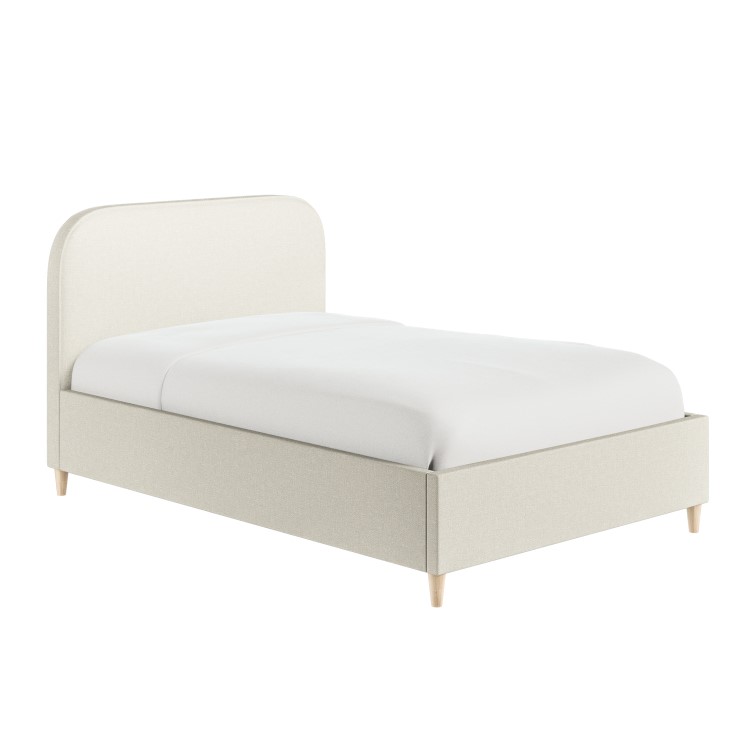Cream Upholstered Small Double Bed Frame with Curved Headboard - Zara