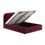 Burgundy Velvet Upholstered Double Ottoman Bed with Curved Headboard - Zara