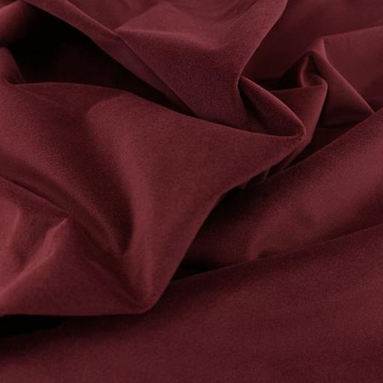 Burgundy Velvet Upholstered Double Ottoman Bed with Curved Headboard - Zara