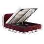 Burgundy Velvet Upholstered King Size Ottoman Bed with Curved Headboard - Zara
