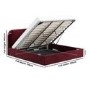 Burgundy Velvet Upholstered Super King Ottoman Bed with Curved Headboard - Zara