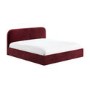 Burgundy Velvet Upholstered Super King Ottoman Bed with Curved Headboard - Zara