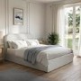 Cream and Grey Striped Double Ottoman Bed With Curved Headboard - Zara