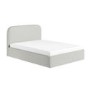 Cream and Grey Striped Double Ottoman Bed With Curved Headboard - Zara