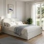 Cream and Grey Striped King Size Ottoman Bed With Curved Headboard - Zara