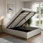 Cream and Grey Striped King Size Ottoman Bed With Curved Headboard - Zara