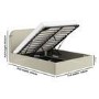 Cream and Green Striped Double Ottoman Bed With Curved Headboard - Zara