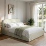 Cream and Green Striped King Size Ottoman Bed With Curved Headboard - Zara