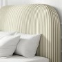 Cream and Green Striped King Size Ottoman Bed With Curved Headboard - Zara