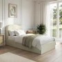 Cream and Green Striped Single Ottoman Bed With Curved Headboard - Zara