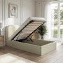 Cream and Green Striped Single Ottoman Bed With Curved Headboard - Zara