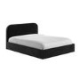 King Size Black Velvet Upholstered Ottoman Bed with Curved Headboard - Zara