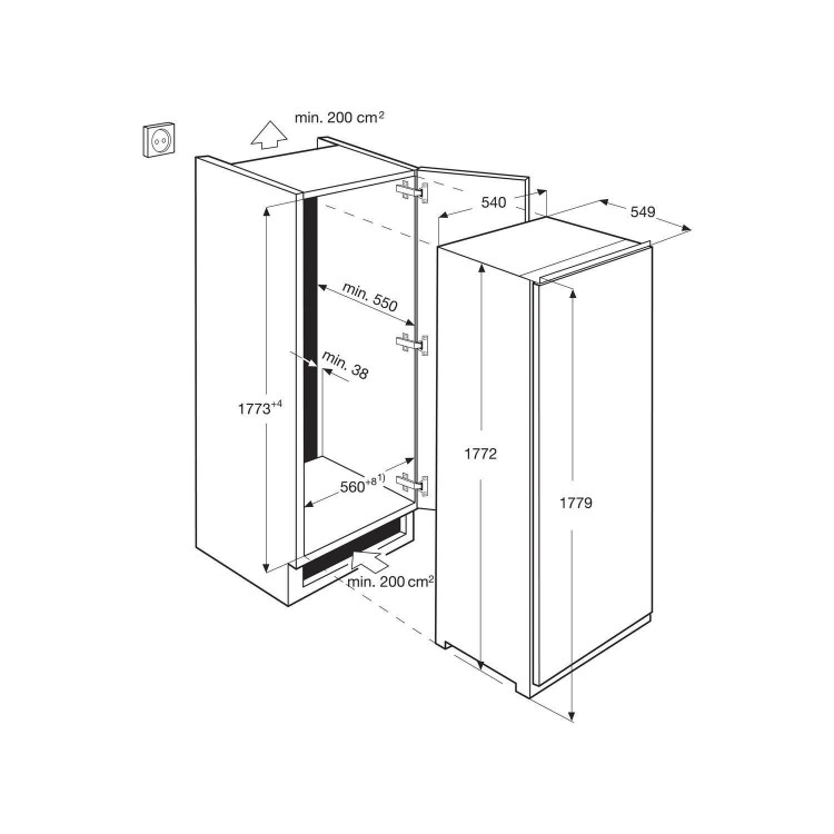 Zanussi ZBA32050SA 54cm Wide Integrated In-Column Fridge - White