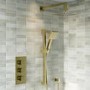GRADE A1 - Brushed Brass 200mm Rainfall Square Shower Head & Arm - Zana