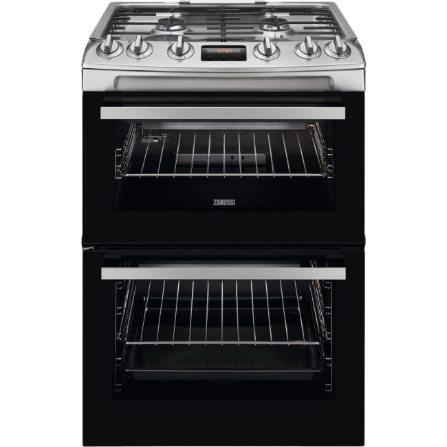 Zanussi 60cm Double Oven Gas Cooker with Catalytic Liners - Stainless Steel