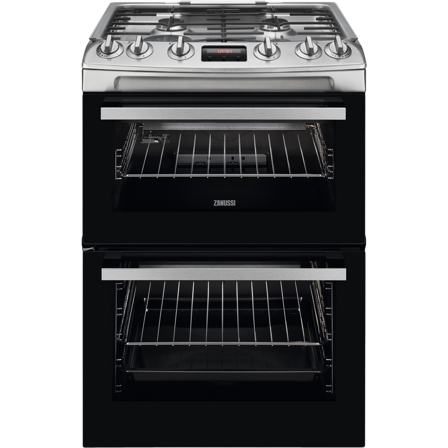 Zanussi 60cm Double Oven Gas Cooker - Stainless Steel