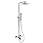 Chrome Square Thermostatic Bar Bath Mixer Shower Set with Bath Filler Spout Slide Rail Kit & Hand Shower - Zana