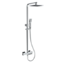 Chrome Square Thermostatic Bar Bath Mixer Shower Set with Bath Filler Spout Slide Rail Kit & Hand Shower - Zana