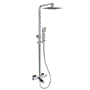Chrome Square Thermostatic Bar Bath Mixer Shower Set with Bath Filler Spout Slide Rail Kit & Hand Shower - Zana