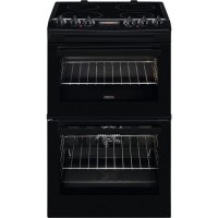 GRADE A1 - Zanussi ZCV46250BA 55cm Double Oven Electric Cooker With Ceramic Hob - Black