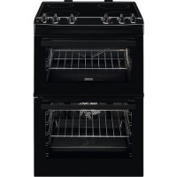 Refurbished Zanussi ZCV66050BA 60cm Double Oven Electric Cooker with Ceramic Hob Black