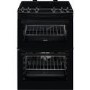 Refurbished Zanussi ZCV66050BA 60cm Double Oven Electric Cooker with Ceramic Hob Black
