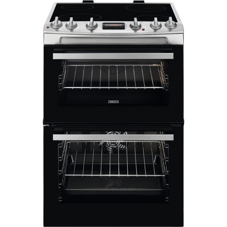 Refurbished Zanussi ZCV66250XA 60cm Double Oven Electric Cooker with Catalytic Liners Stainless Steel
