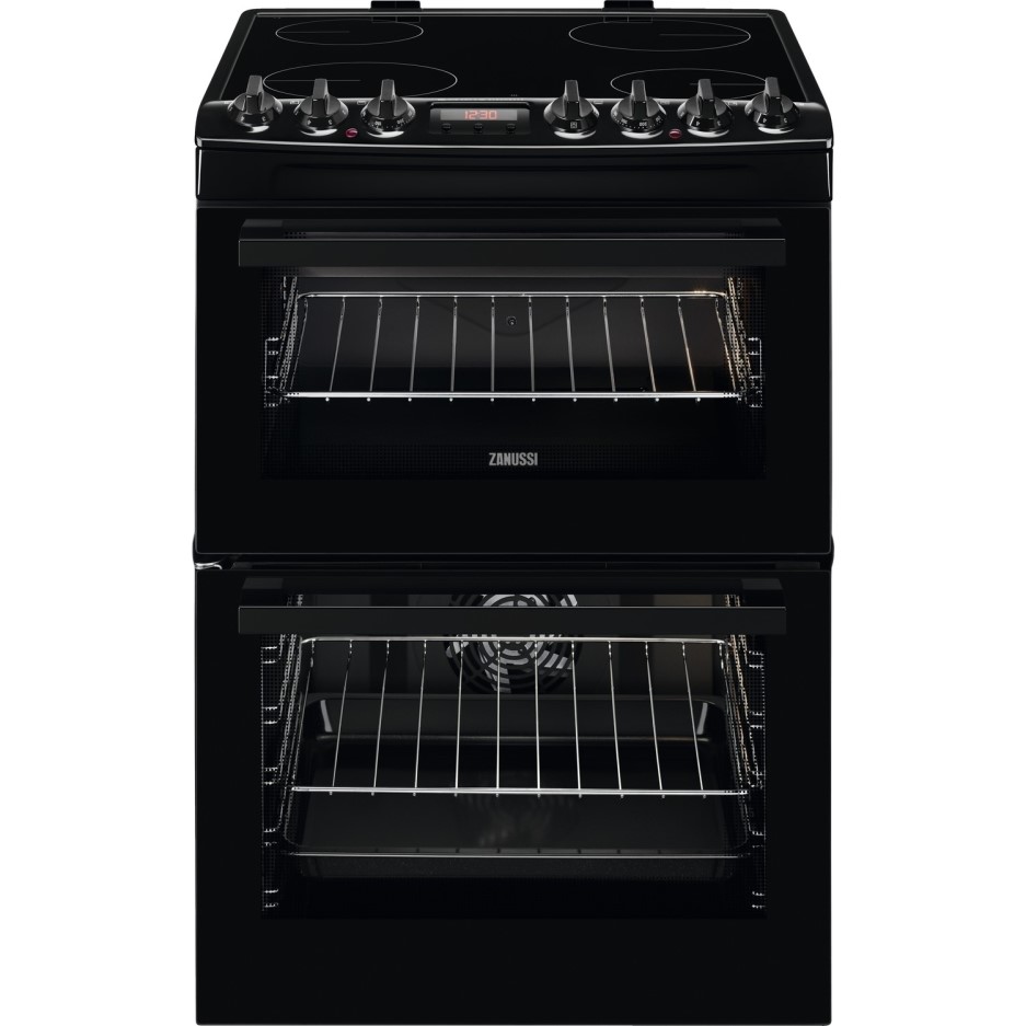 Zanussi 60cm Double Oven Electric AirFry Cooker with SteamBake Black