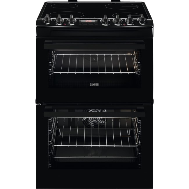 Zanussi 60cm Double Oven Electric AirFry Cooker with SteamBake - Black