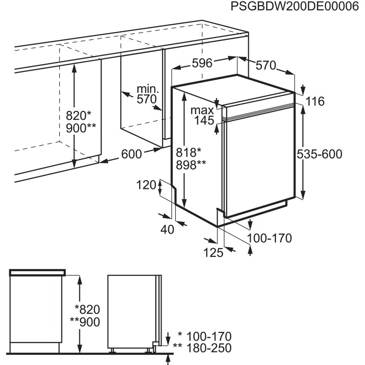 Refurbished Zanussi Series 40 ZDSN653X2 OrbitClean 13 Place Semi Integrated Dishwasher Grey