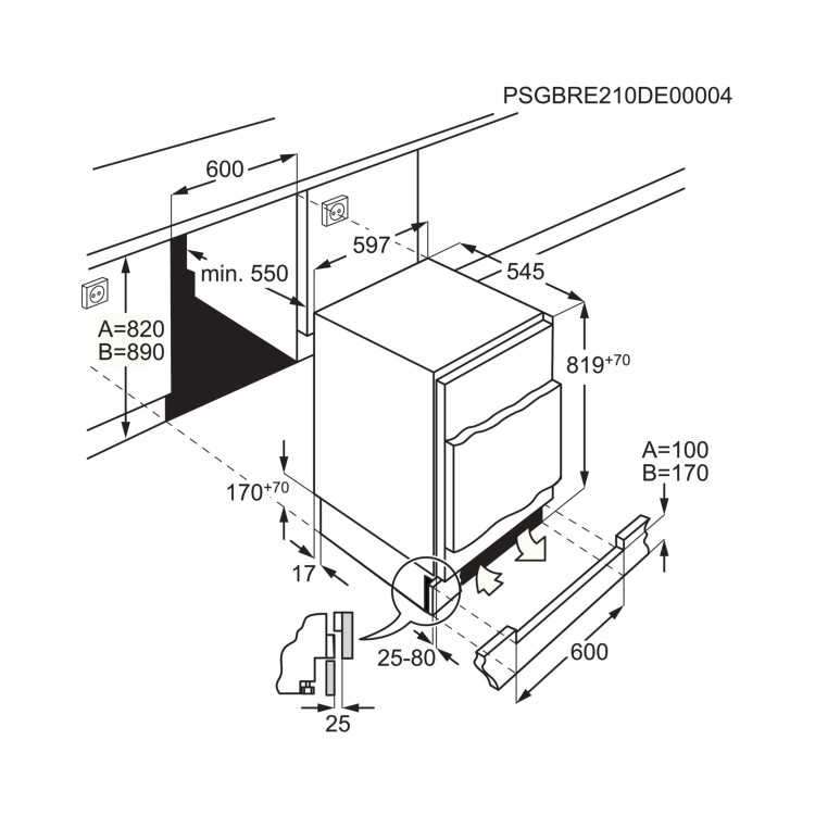 Zanussi 94 Litre Under Counter Integrated Fridge